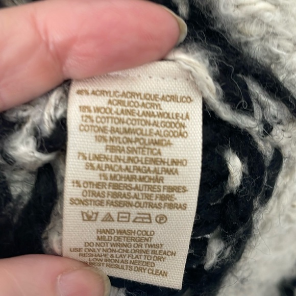 Free People Silver Reed Fair Isle Black Cream scoop Neck Cozy Sweater. Small - Picture 9 of 9